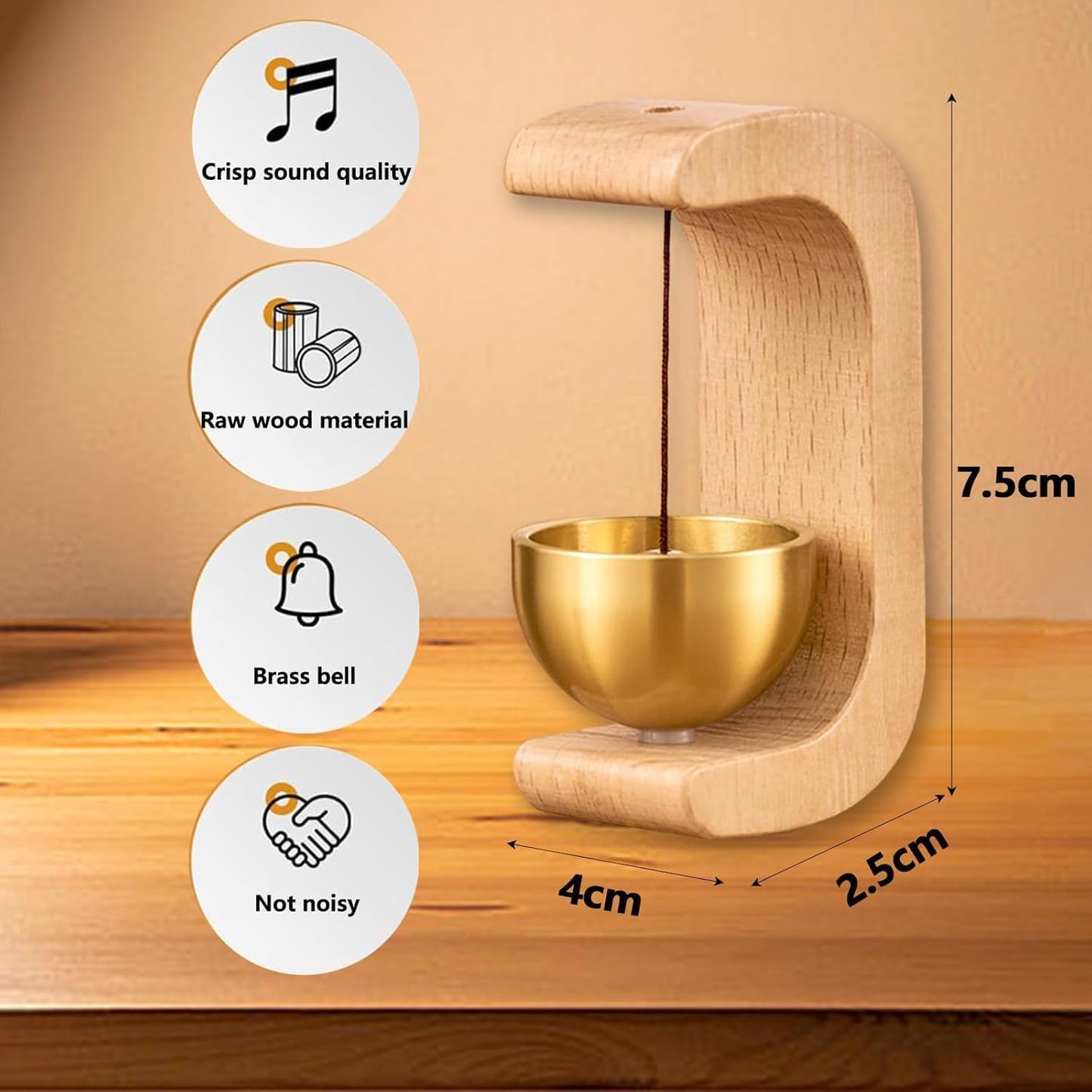 Premium Wooden Bell for Home - Handcrafted to Bring Peace & Positivity